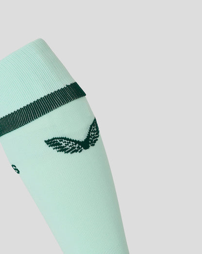 Mint green Leicester Tigers unisex 25/26 Pro Away playing sock with a dark green cuff and wing emblem