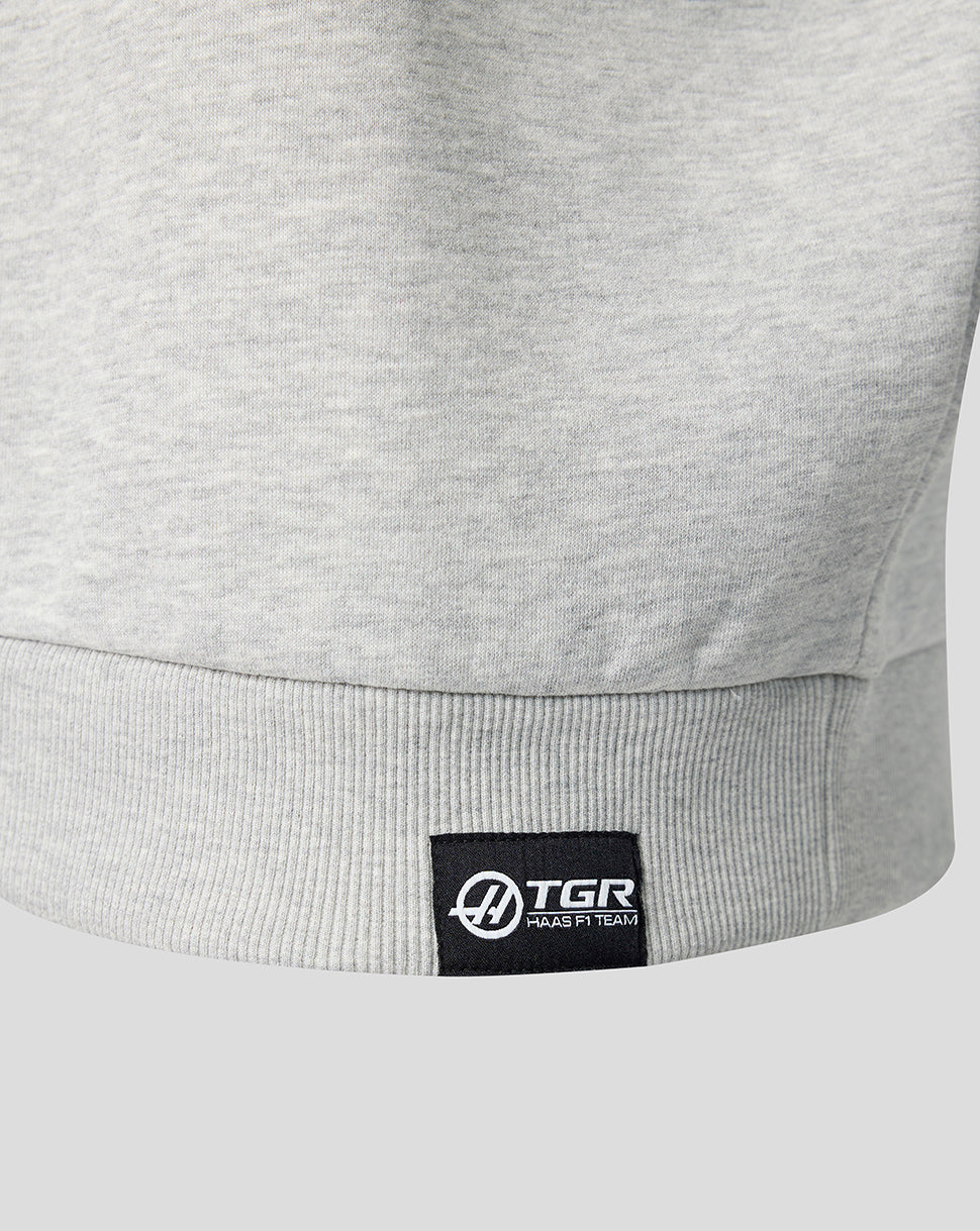 Gray sweatshirt with a TGR logo on a light gray background