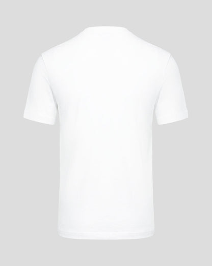 Back view of white Haas Team unisex T shirt with plain back