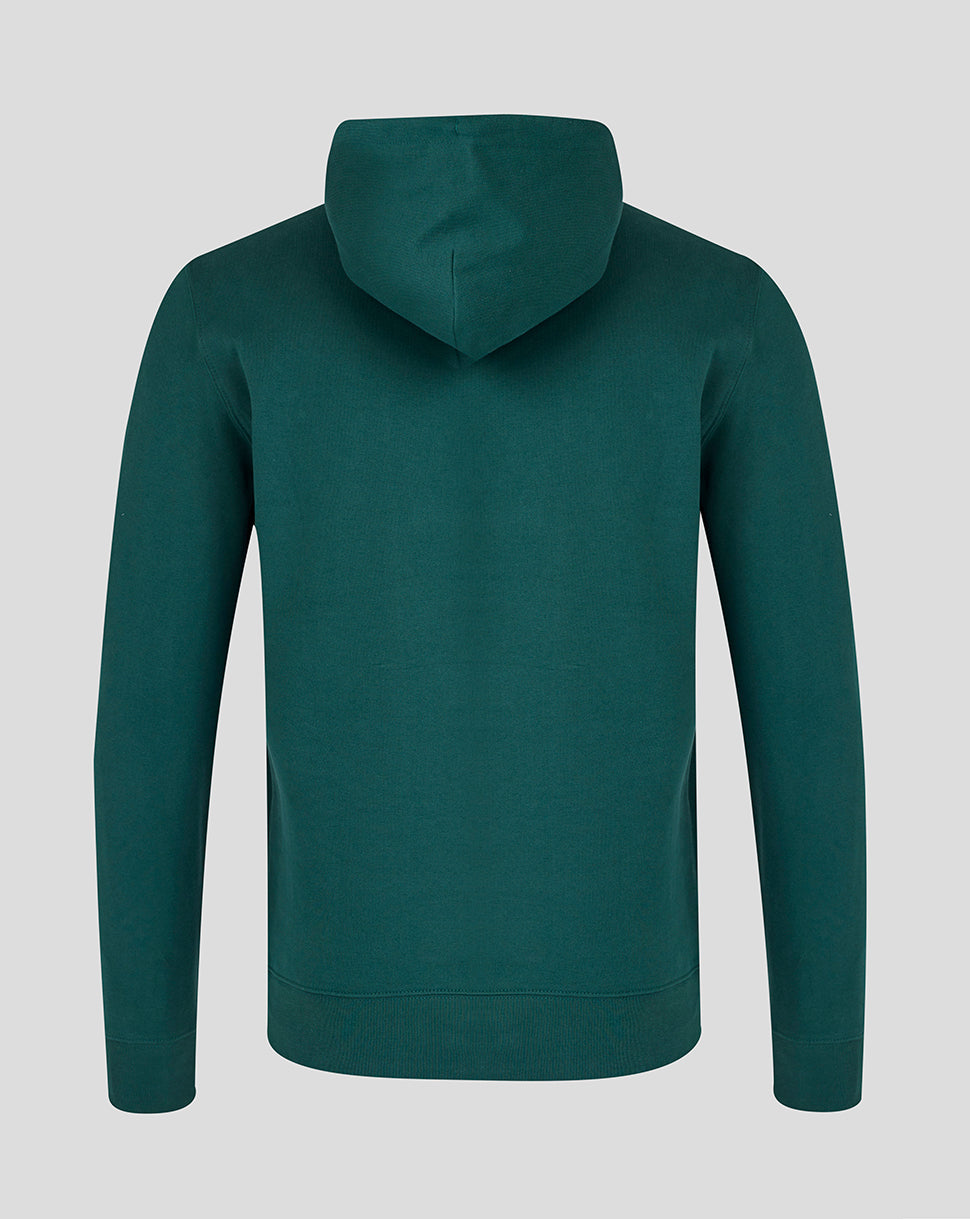 Leicester Tigers unisex travel hoodie in dark green back view