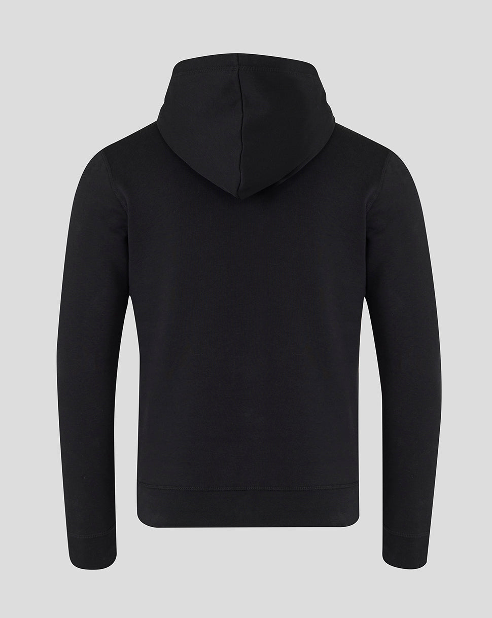 Back view of a black Yuki Tsunoda 22 Graphic Hoodie in Caviar