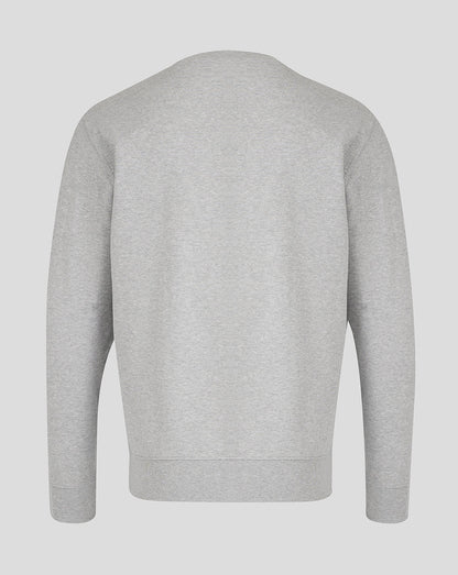 Back view of light grey Leicester Tigers Travel Crewneck Sweatshirt