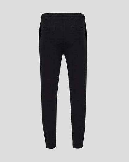 Back view of black Leicester Tigers travel essential jogger with elastic waistband and rear pockets