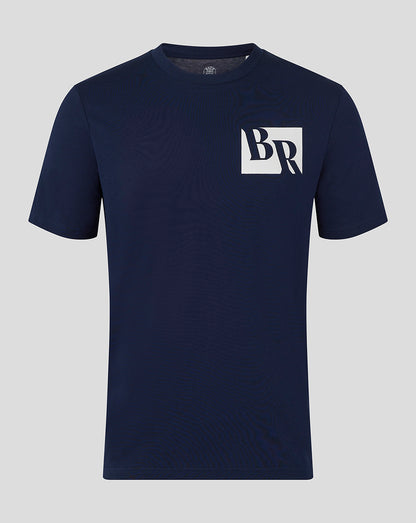 Front view of Bath Rugby Unisex Logo Rugby Tee in French Navy with a white BR logo on the chest