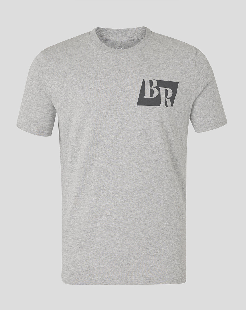 Heather grey unisex Logo Rugby Tee with BR logo on left chest