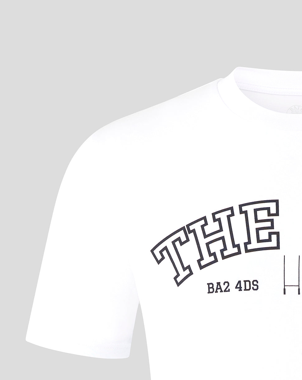 White Bath Rugby The Rec Tee with partial front print and crew neck