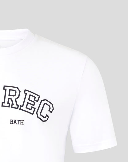 White Bath Rugby The Rec Tee close up of neckline and shoulder