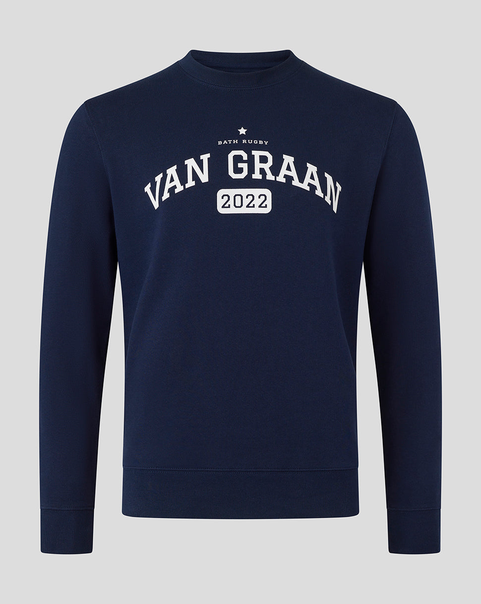 French Navy Van Graan crew sweatshirt with white arch logo and 2022 on chest.
