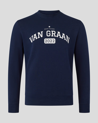 French Navy Van Graan crew sweatshirt with white arch logo and 2022 on chest.
