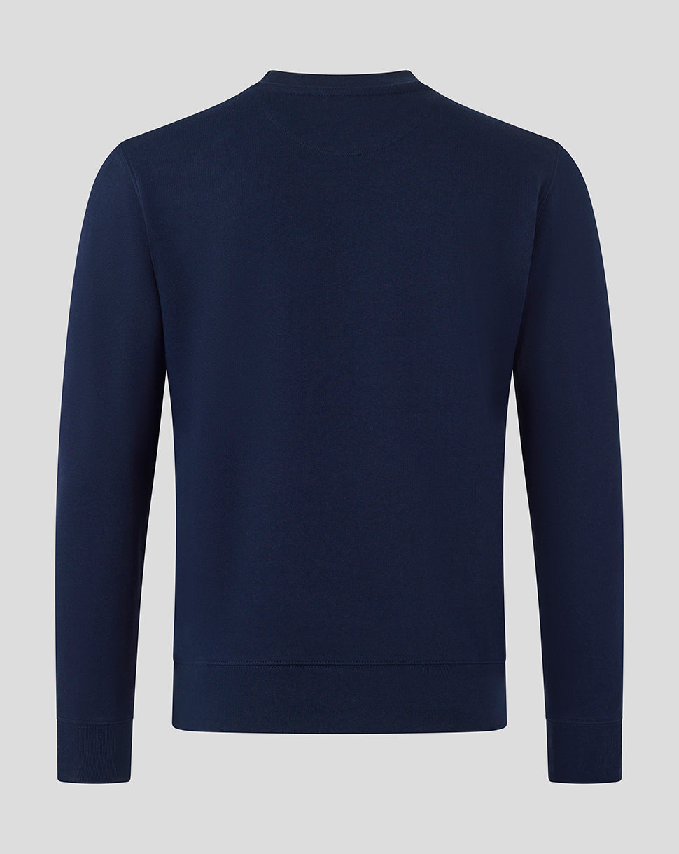 Back view of a navy Bath Rugby Van Graan crew sweatshirt