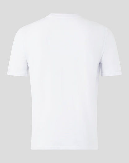 Back view of white Bath Rugby Van Graan tee with plain back