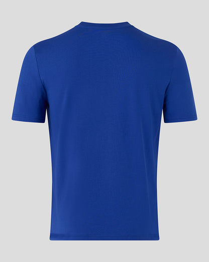 Back view of Bath Rugby Rowell Tee in Worker Blue