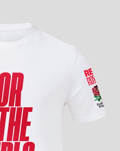 White England Rugby For The Girls T shirt close-up showing bold red lettering on the front