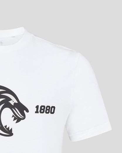 White short sleeve T-shirt featuring a bold tiger crest and EST 1880 on the chest