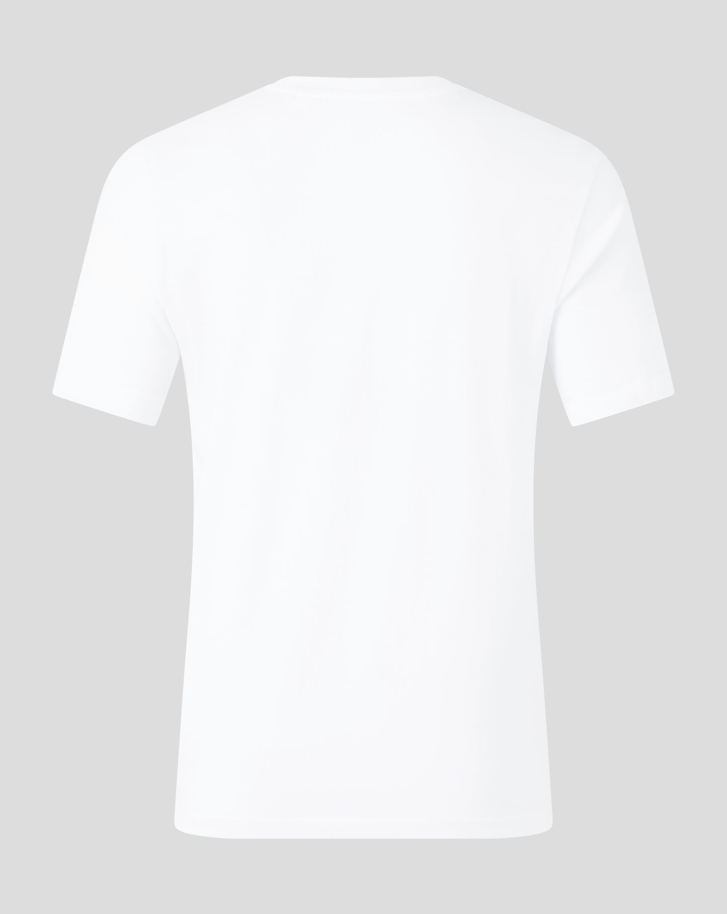 Back view of white England Cricket T shirt with plain neckline