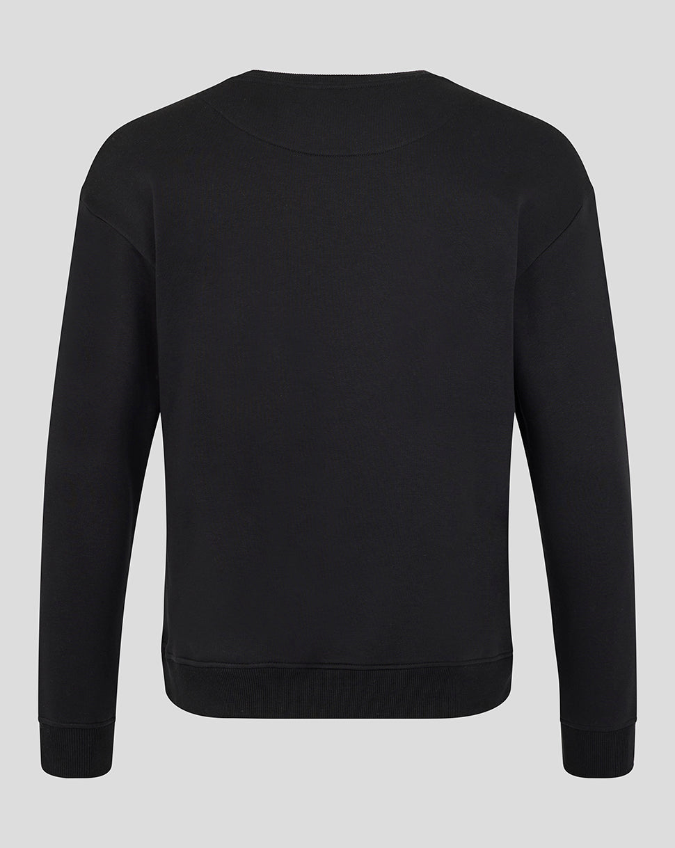 Back view of black Leicester Tigers varsity 1880 crew sweatshirt