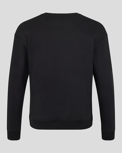 Back view of black Leicester Tigers varsity 1880 crew sweatshirt