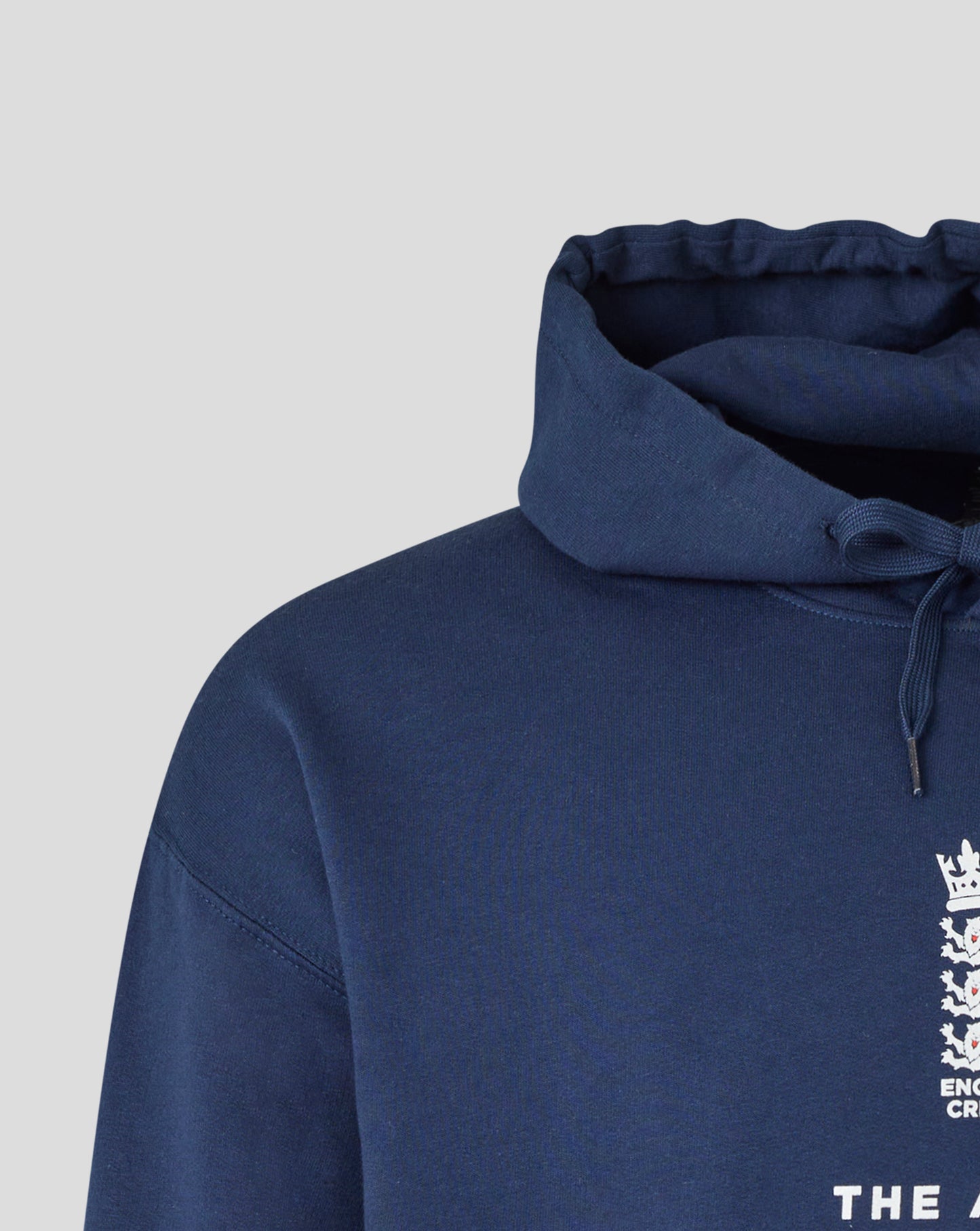 Front view of navy Ashes Tour hoodie with England crest on chest and The Ashes branding visible