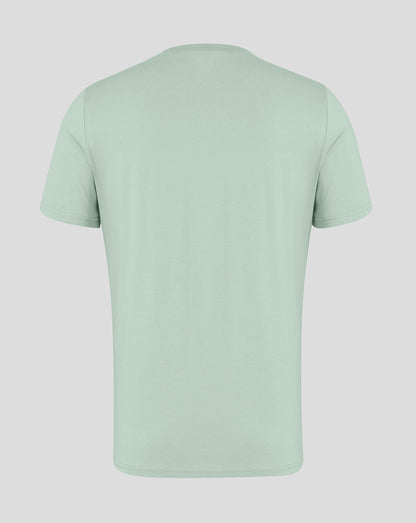 Back view of Aloe green Hong Kong Sevens Big Wings T-Shirt with a small white wing logo at the neckline.