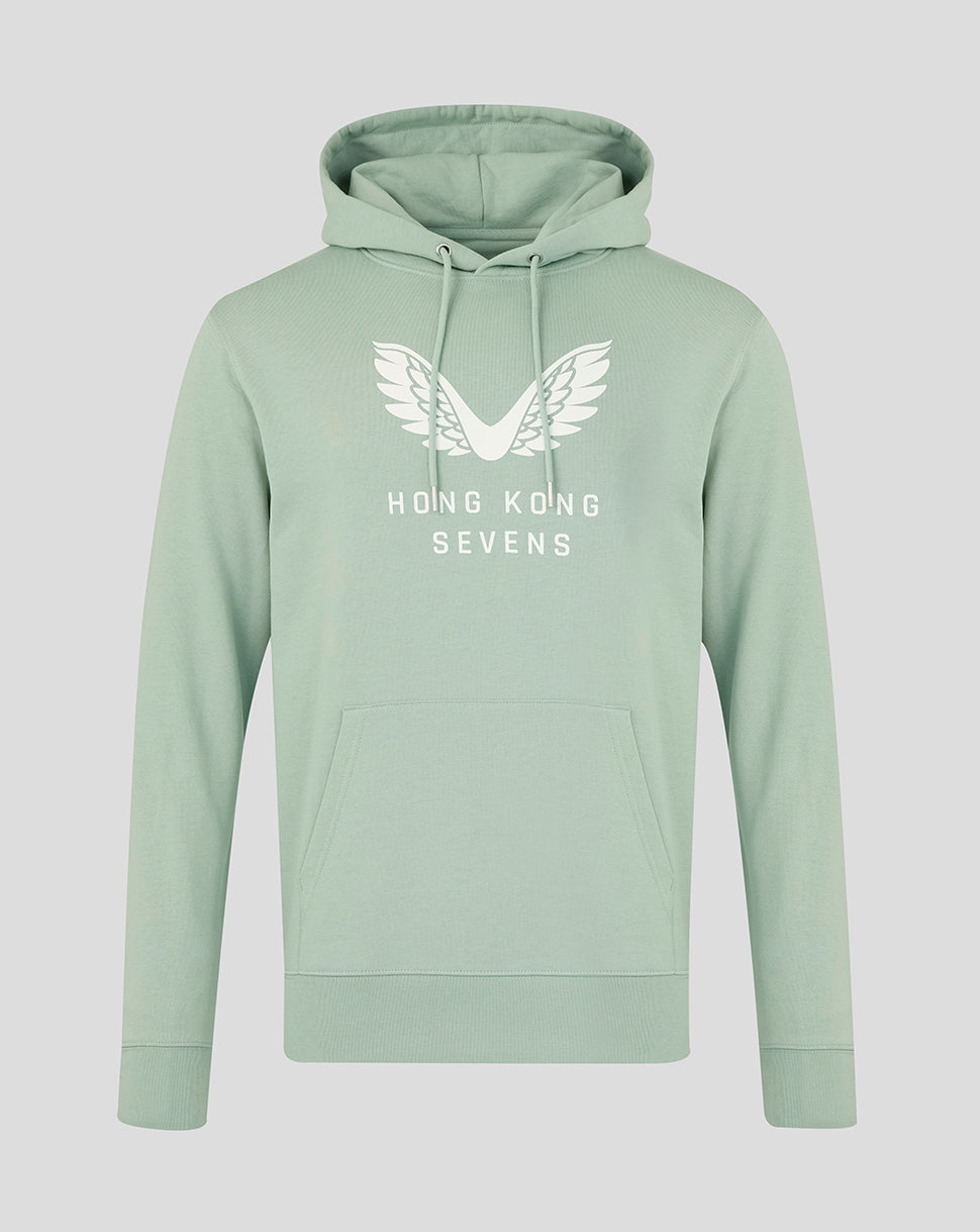 Pastel green unisex HK7s Big Wings Hoodie with white oversized wings graphic on the chest