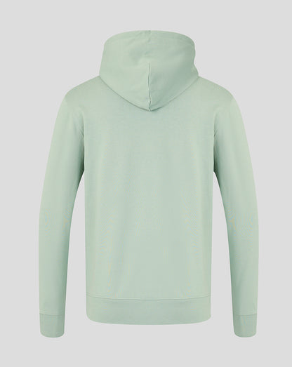 Back view of pastel green HK7s Big Wings Hoodie showing a plain back and hood