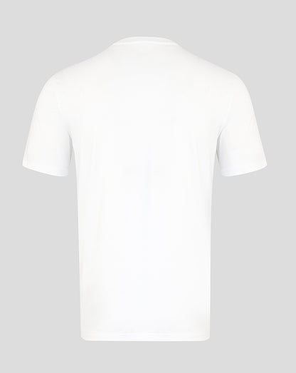 Back view of a plain white unisex T shirt