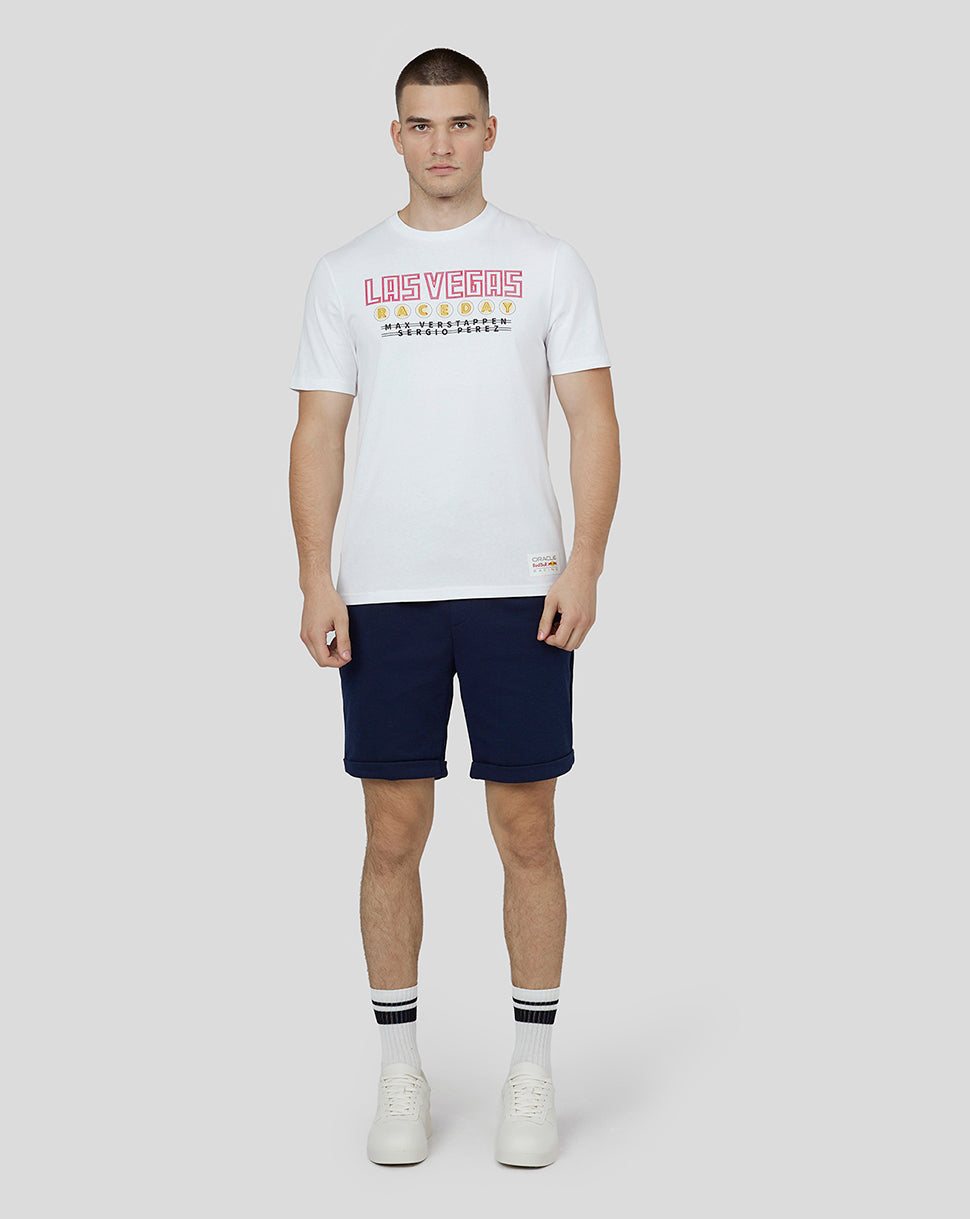 Front view of white Oracle Red Bull Racing T-shirt with Las Vegas graphic.