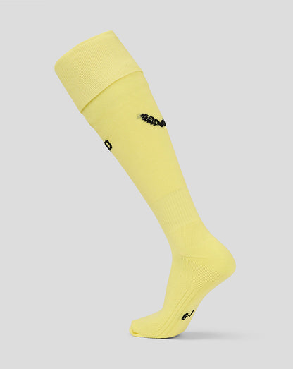 Yellow Mk Dons junior 24/25 goalkeeper away sock with black logo