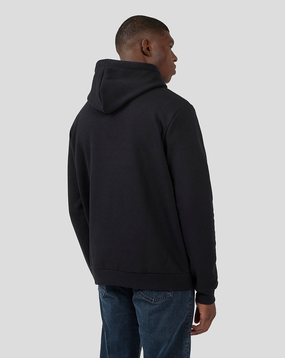 Back view of a man wearing a black Oracle Red Bull Racing Las Vegas Hoodie