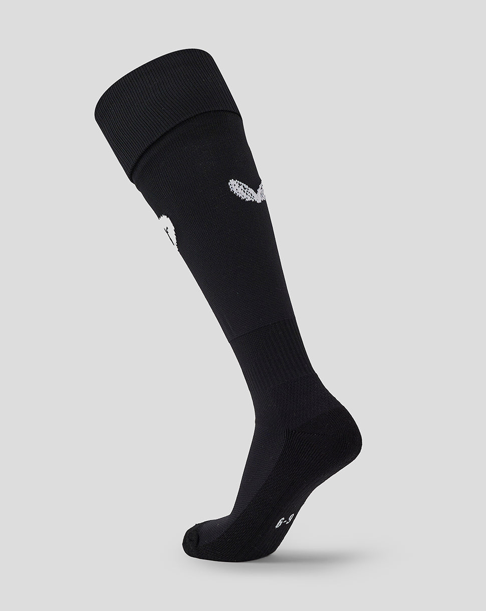 Black knee-high Saracens 24/25 Home sock with white crest visible on the calf