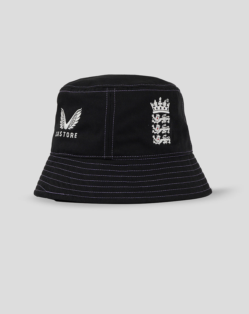 Black England training bucket hat with Castore logo and wing emblem on the side