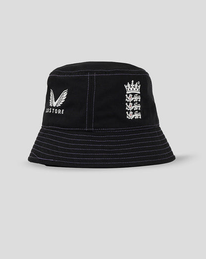 Black England training bucket hat with Castore logo and wing emblem on the side