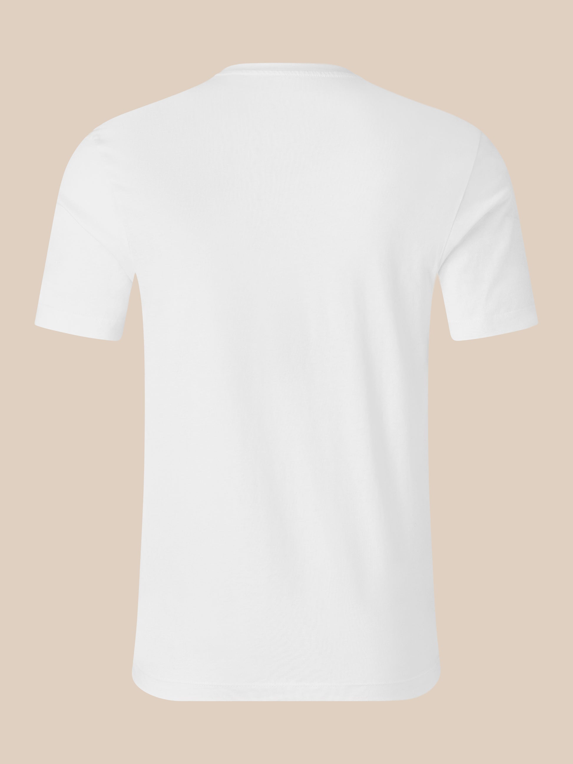 Back view of white cotton T shirt showing the neckline label with Castore branding