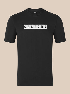 Black unisex cotton T-shirt with white CASTORE logo across the chest