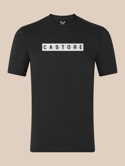 Black unisex cotton T-shirt with white CASTORE logo across the chest