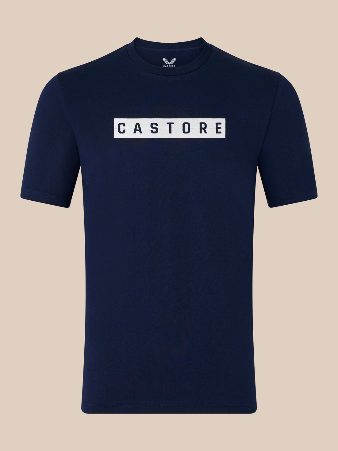 Navy unisex short sleeve cotton T-shirt with a white CASTORE logo across the chest.