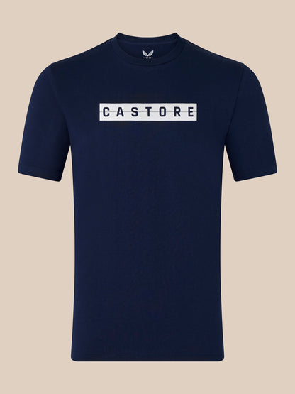 Navy unisex short sleeve cotton T-shirt with a white CASTORE logo across the chest.