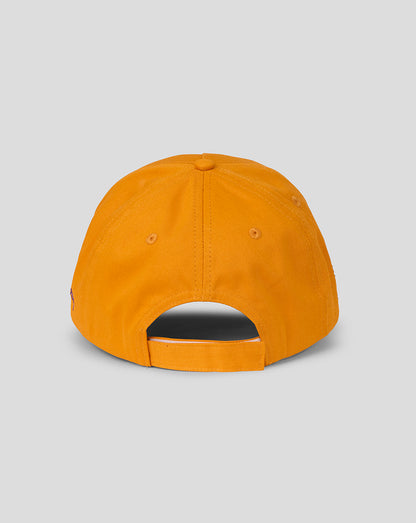 Back view of bright orange Rugby Australia Wallabies cap with adjustable strap
