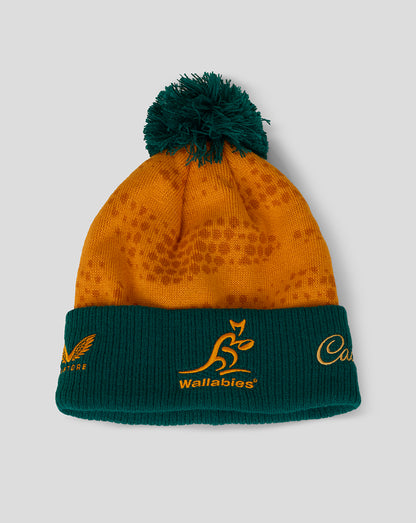 Rugby Australia Wallabies Bobble Hat featuring an orange body green cuff and matching green pom pom