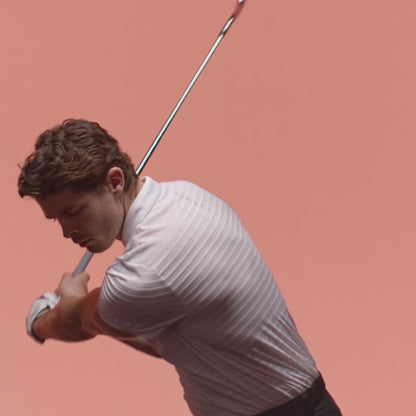 Herren Golf Piqué-Streifen Kurzarm-Poloshirt – Weiss