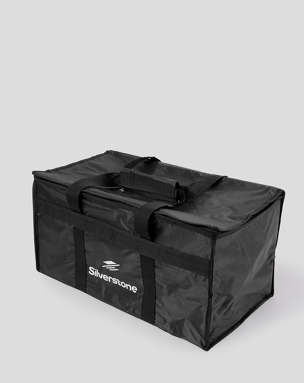 Black Silverstone insulated cooler bag with dual handles and front logo.