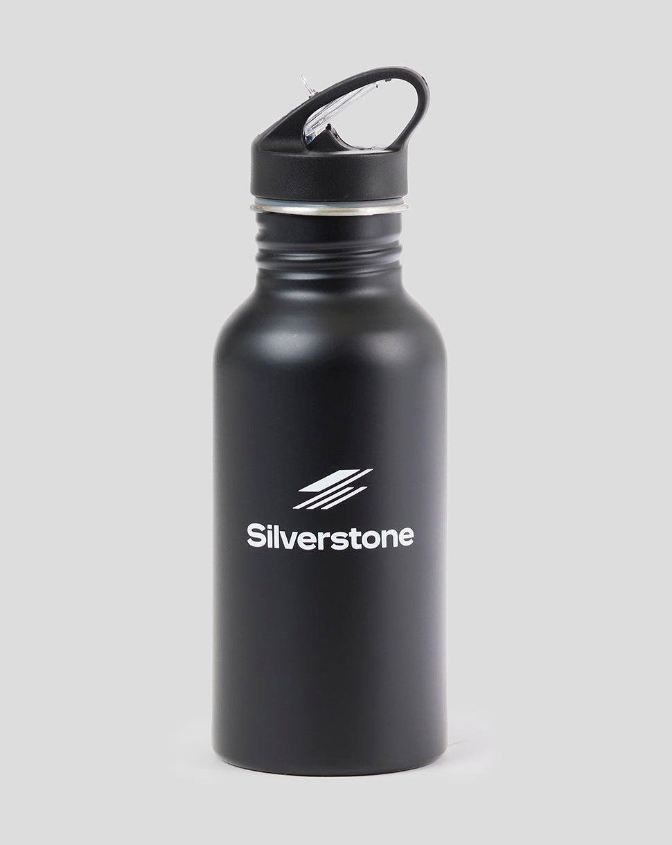 Black Silverstone 450ml stainless steel bottle with loop-cap lid