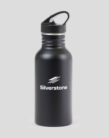 Black Silverstone 450ml stainless steel bottle with loop-cap lid