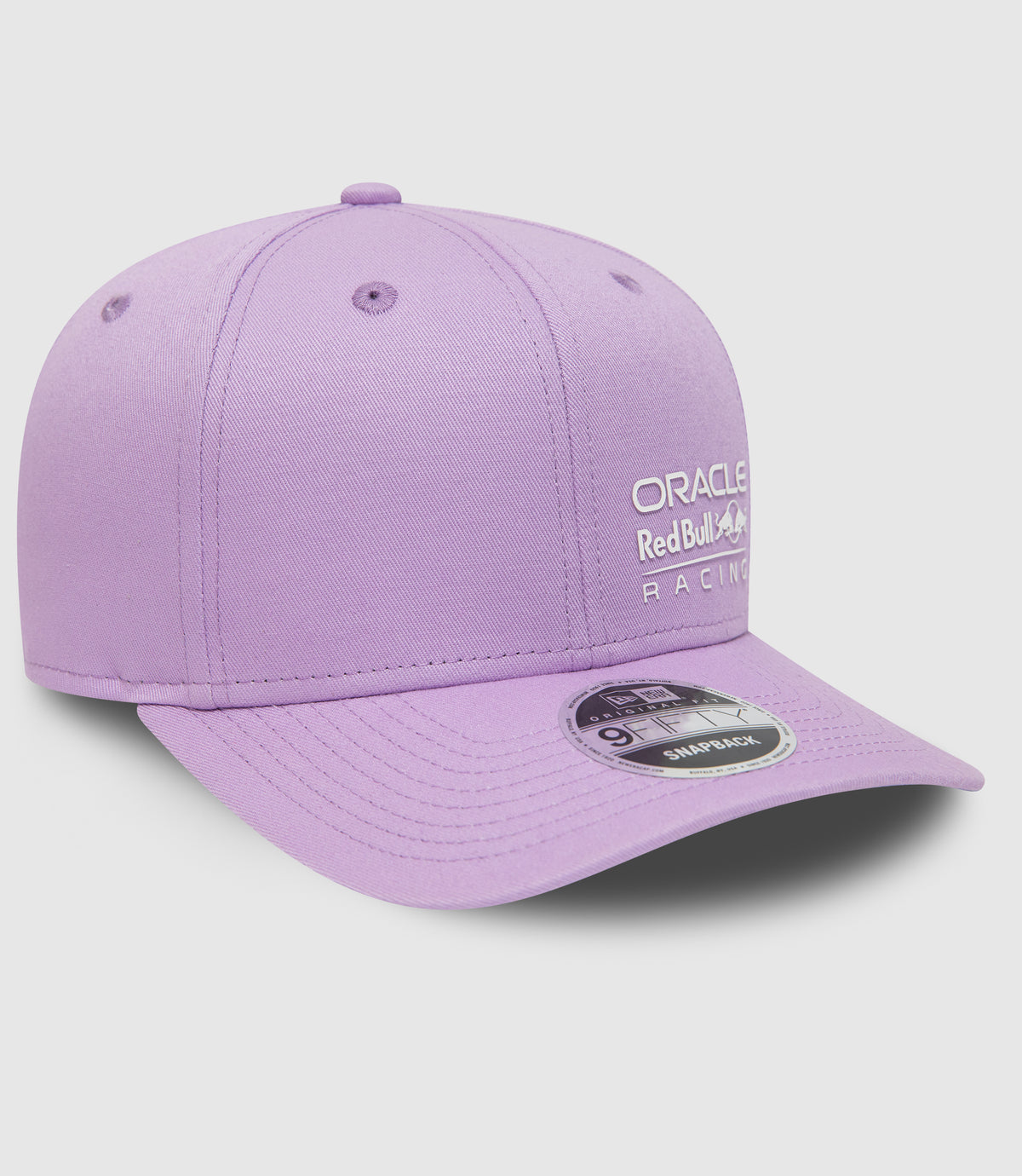 Front crown view of purple 9FIFTY snapback with Oracle Red Bull Racing logo and rear adjustable strap