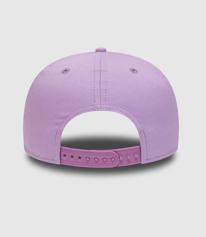 Back view of lilac 9FIFTY snapback showing adjustable strap and curved brim