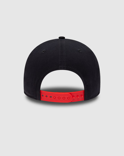 Rear view of navy Oracle Red Bull Racing cap showing red adjustable strap