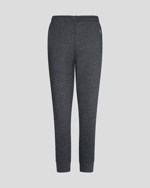 Back view of charcoal marl joggers with a small logo on the hip