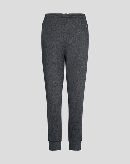 Back view of charcoal marl joggers with a small logo on the hip