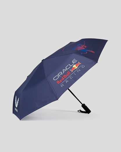 Compact night sky navy umbrella with Red Bull logo and matching sleeve