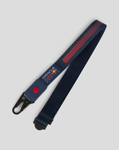 Nylon Oracle Red Bull Racing lanyard with branded tab and hook clip